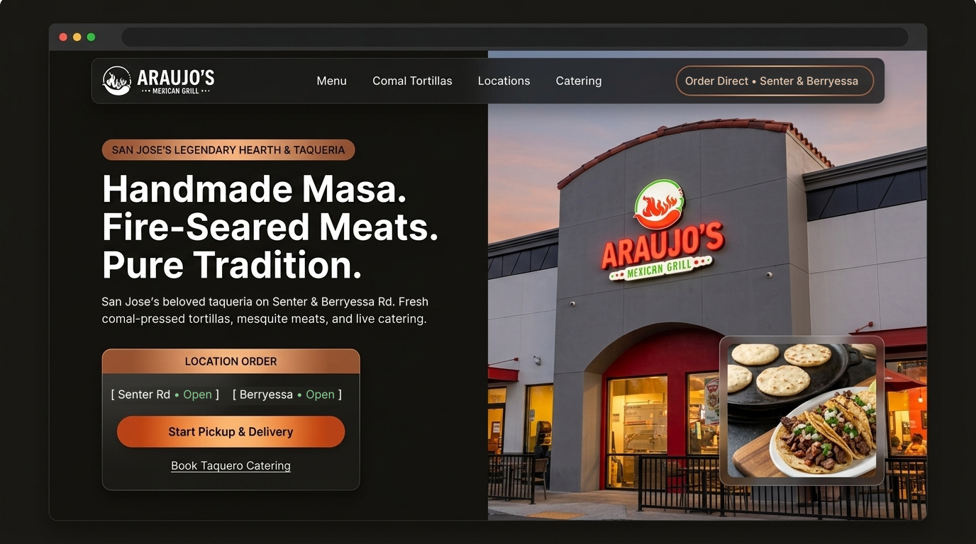 Custom homepage concept for Araujo's Mexican Grill